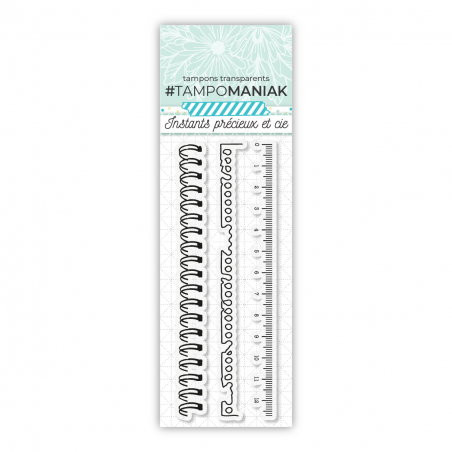 Set de 3 tampons clear Règle et reliures - 13x5,5cm