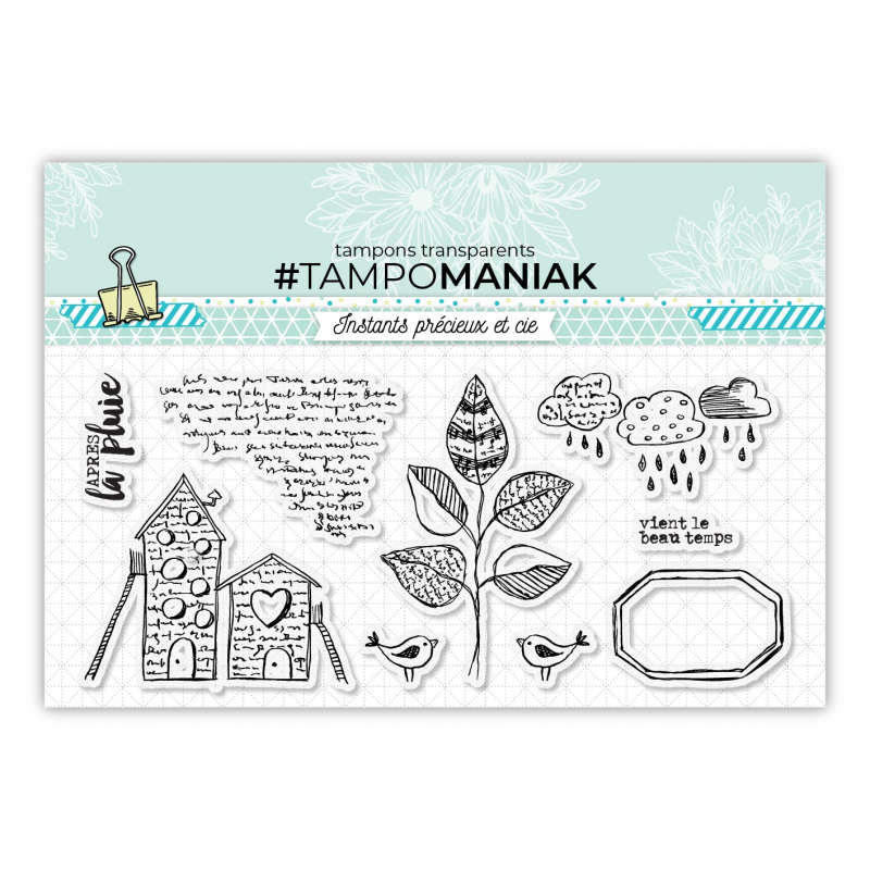 Set de 9 tampons clear Après la pluie - 10x21cm