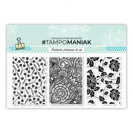 Set de tampons clear 3 fleuris - 10x21cm