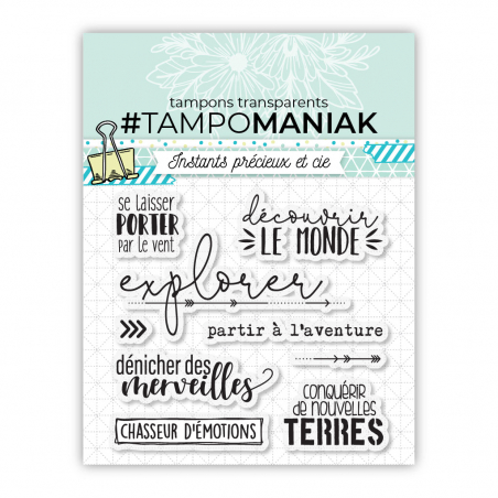 Planche de tampons - Explorer le monde - 10x10cm